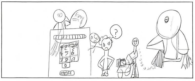 Drawing of the big bird story - page 1